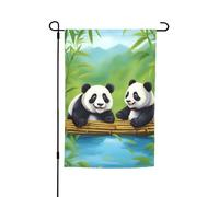 Due graziose bandiere decorative da giardino a forma di panda dal design resistente ed elegante per tutte le stagioni, adatte per terrazze, balconi, prati