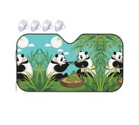 Due graziosi grandi panda medio parasole per parabrezza anteriore, raffreddamento rapido in auto in estate, adatto per auto, camion, ecc.