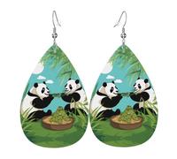 Due graziosi orecchini in pelle a forma di panda grandi, orecchini in stile europeo e americano per giovani donne, regali di compleanno/regali di San Valentino