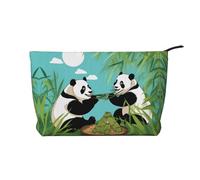 Due graziosi panda grandi Borsa per il trucco in velluto a coste con una fodera robusta per i viaggi e l'uso quotidiano