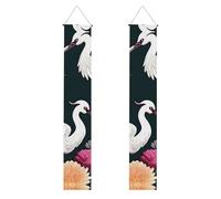 Due gru crisantemo stampa Ringraziamento porta striscioni, decorazione esterna, uso interno esterno, facile da appendere riutilizzabile