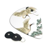 Due gru giapponesi che volano pittura tradizionale plettri per chitarra, 6 plettri per chitarra, stampati su entrambi i lati, per chitarra elettrica, basso, ukulele (0,46 mm, 0,71 mm, 0,96 mm)