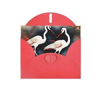 Due gru giapponesi che volano pittura tradizionale stampa festa buon compleanno biglietti regalo con busta e etichetta note per donne uomini moglie mamma marito