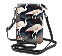 Due gru giapponesi che volano pittura tradizionale stampa piccola borsa in pelle per telefono cellulare borsa a tracolla regolabile corda tracolla borse per le donne