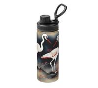 Due gru giapponesi che volano pittura tradizionale stampa stampa 18oz bollitore isolato in acciaio inox per sport fitness viaggi