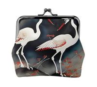 Due gru giapponesi che volano, stampa di un dipinto tradizionale, elegante e unico, portamonete carino con chiusura a bacio, impermeabile per monete