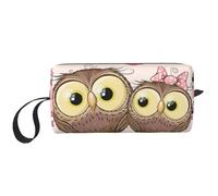 Due gufi svegli del fumetto, Borsa per il trucco Borsa per cosmetici Borsa da toilette da viaggio portatile Borsa per trucco Organizer