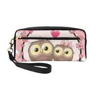 Due gufi svegli del fumetto, Borsa per il trucco Borsa per cosmetici Borsa da viaggio portatile da toilette Astuccio in pelle per donne e ragazze