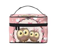 Due gufi svegli del fumetto, Borsa per il trucco Borsa per cosmetici Borsa da viaggio portatile da viaggio Astuccio per matite