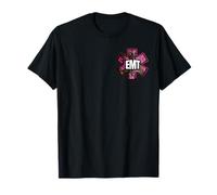 Due Lati EMT EMS USA American Paramedic Flag Pink Red Line Maglietta