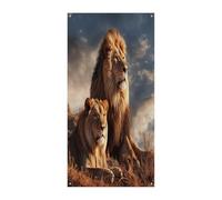 Due leoni copertura per porta d'ingresso banner di benvenuto grande divertente sfondo banner decorazioni per appendere interni ed esterni e buoni regali di primavera per gli amici