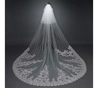 Due Livelli di Sposa veli in Stile Vintage in Pizzo Floreale Applique Bordo Lungo Velo per la Sposa Accessori per Matrimoni con Pettine (5 * 3m)