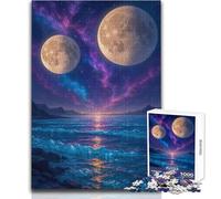 Due lune su un oceano cosmico Puzzle da 1000 pezzi per adulti Gioco interattivo di abilità cognitive Idea regalo unica e memorabile Dimensioni 50x75cm