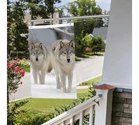 Due lupi che camminano nella neve Bandiera 2 x 3 Ft Outdoor Indoor Primavera Estate Autunno Inverno Giardino Bandiere con Occhiello Verticale Doppio Lato Festività Bandiere Banner per Decorazioni da