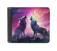 Due lupi che ululano stampato portafogli bifold portamonete con più scomparti per carte di credito, per uomini e donne, Stile:, Taglia unica, MHXYZHW
