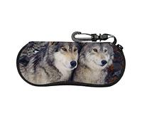 Due lupi Custodia per occhiali con cerniera Custodia leggera per occhiali da sole con cerniera portatile Custodia morbida per sport