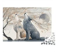 Due Lupi Seduti Sotto un Salice, Puzzle Sostenibili Con Motivi Per Adulti Da Gioco in Legno Di Alta Qualità 1000pcs (75x50cm)