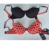 Due M&S 30DD Collezione Limitata Reggiseni a Balconcino Arancione a Pois e Nero