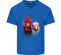 Due Magliette In Cotone A V Da Uomo Acquerello Con Galline Colorate