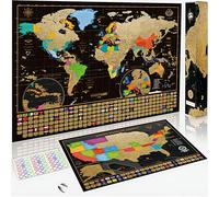 Due mappe da grattare - Mappa del mondo + mappa degli Stati Uniti - mappe da grattare in versione poster deluxe per adulti e bambini - prodotte in Europa.