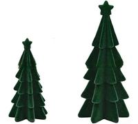 Due mini ornamenti per albero di Natale in resina con struttura a strati e floccaggio verde, progettati per l'esposizione festiva della scrivania e decorazioni stagionali (set di stelle)