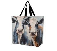 Due mucche Novità Donne Spalla Tote Bag Shopping Bag Riutilizzabile Leggero Borsa della spesa Borse Da Viaggio Storage Pouch