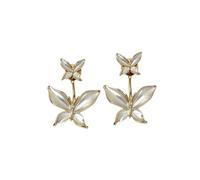 Due orecchini pendenti a farfalla da donna, eleganti e delicati orecchini pendenti smaltati bianchi, gioielli vintage scintillanti per uso quotidiano, matrimoni, feste, regalo ideale per moglie
