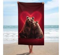 Due orsi a forma di cuore Valentine Luxury Minimal Beach Towel Sand Free Microfiber Large Shower Towel multiuso assorbente per bagno piscina 130 x 80 cm