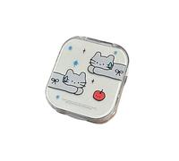 Due paia Cute Line Animal Custodia per lenti a contatto con specchio Lenti a contatto portatili Companion Care Box Beauty Pupil Storage Box Regali, A4, 1.0*1.0*1.0