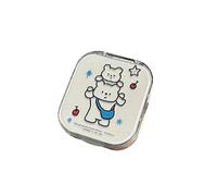 Due paia Cute Line Animal Custodia per lenti a contatto con specchio Lenti a contatto portatili Companion Care Box Beauty Pupil Storage Box Regali, A5, 1.0*1.0*1.0