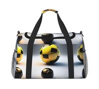 Due palloni da calcio di diverse dimensioni Borsa da viaggio a tracolla di grande capacità con cerniere in nylon, tracolla e tasche multiple, nero, taglia unica, Nero , Taglia unica