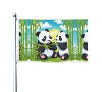 Due panda felici stampati su entrambi i lati (91,4 x 152,4 cm), grande bandiera da giardino, bandiera decorativa per esterni festivi