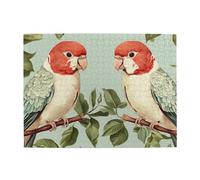 Due pappagalli simmetrici dalla testa rossa, puzzle in legno da 500 pezzi per adulti puzzle impegnativo per dimensioni di gioco 38,1 x 51,8 cm