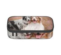 Due pastori australiani Border Collie, Astuccio per matite, Astuccio per matite Astuccio per penne a matita di grande capacità Borsa per cosmetici