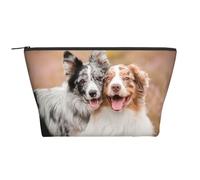 Due pastori australiani Border Collie, Borsa da toilette Borsa per trucco Borsa per cosmetici Borsa da toilette da viaggio portatile