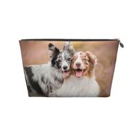 Due pastori australiani Border Collie, Borsa da toilette Borsa per trucco Borsa per cosmetici Borsa da toilette da viaggio portatile