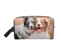Due pastori australiani Border Collie, Borsa per il trucco Borsa per cosmetici Borsa da viaggio portatile da viaggio Borsa per trucco Organizer