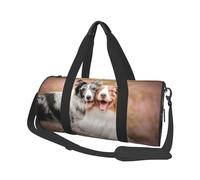 Due pastori australiani Border Collie, Borsone da viaggio di grande capacità Borsa rotonda Borsa da viaggio sportiva Borsa da viaggio Borsa da fitness