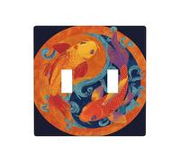 Due pesci che nuotano doppia gang copertura luce interruttore parete interruttore Decor dimensioni standard - 11,4 x 11,4 cm