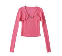 Due pezzi Breve Spaghetti Cinghie Maglione Donna Girocollo Manica Lunga Pullover Cardigan Top, 7, L