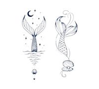 Due Pezzi Di Adesivi Per Tatuaggi A Base Di Erbe, Adesivi Di Simulazione Di Di Pesce Elfica Semipermanente Non Riflettente Impermeabile Femminile Duraturo