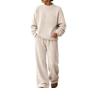 Due Pezzi Tute Casual Collo A Lupetto Felpa Tasca Joggers Tute | Due Pezzi Tute A Collo Alto Pullover Felpa Tasca Petto Pantaloni Gamba Larga Donna Tuta Set