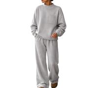 Due Pezzi Tute Casual Collo A Lupetto Felpa Tasca Joggers Tute | Due Pezzi Tute A Collo Alto Pullover Felpa Tasca Petto Pantaloni Gamba Larga Donna Tuta Set