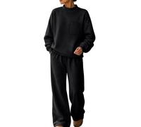 Due Pezzi Tute Casual Collo A Lupetto Felpa Tasca Joggers Tute | Due Pezzi Tute A Collo Alto Pullover Felpa Tasca Petto Pantaloni Gamba Larga Donna Tuta Set