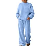 Due Pezzi Tute Casual Collo A Lupetto Felpa Tasca Joggers Tute | Due Pezzi Tute A Collo Alto Pullover Felpa Tasca Petto Pantaloni Gamba Larga Donna Tuta Set