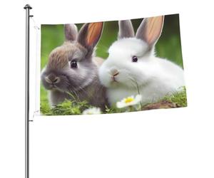 Due piccoli coniglietti bandiera 2 x 3 m bandiere per interni ed esterni con occhielli bandiera da giardino su entrambi i lati grande cartello bandiera cortile casa bandiere per esterni decorazione