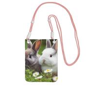 Due piccoli coniglietti borsa a tracolla per telefono per donne e uomini impermeabile mini borsa per cellulare portafoglio piccole borse a tracolla con cinturino regolabile da viaggio sacchetto per