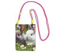 Due piccoli coniglietti borsa a tracolla per telefono per donne e uomini impermeabile mini borsa per cellulare portafoglio piccole borse a tracolla con cinturino regolabile da viaggio sacchetto per