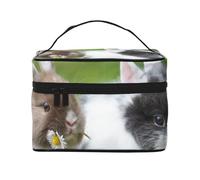 Due piccoli coniglietti carini, borsa da viaggio per il trucco da donna, grande organizer per cosmetici