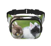 Due piccoli coniglietti carini, Marsupio quadrato a doppio strato, borsa da viaggio, marsupio casual